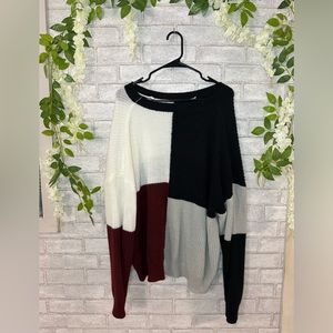 SHEIN LUNE Plus Color Block Drop Shoulder Sweater
